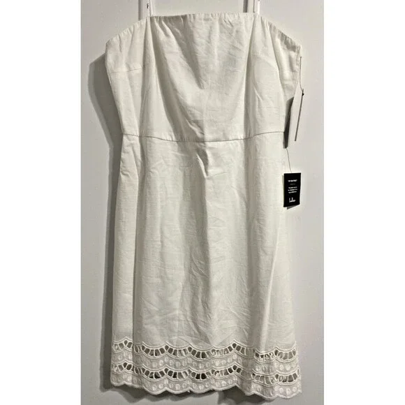 Lulus Dress Women's XL White Sunny Sweetheart Crochet Lace Eyelet Strapless NEW - Picture 3 of 10